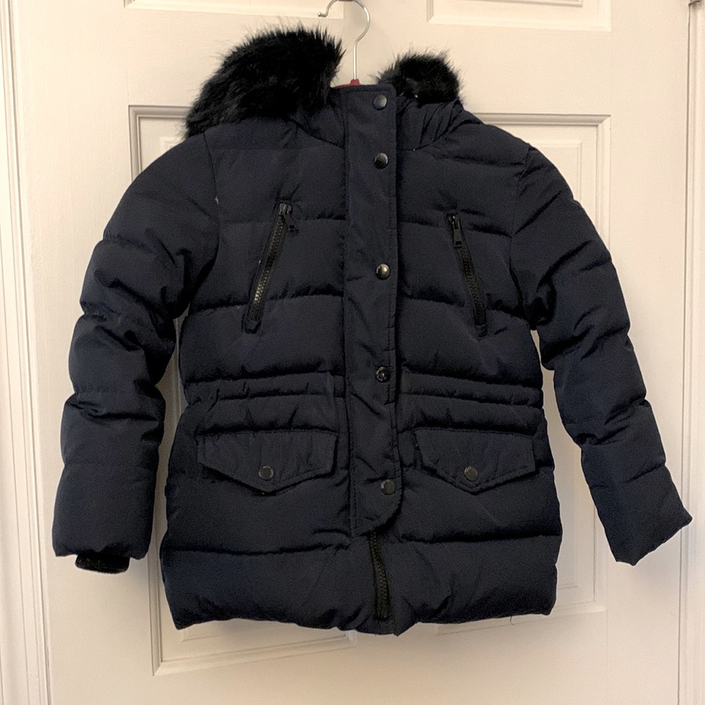 Zara kids girls winter puffer in navy blue
